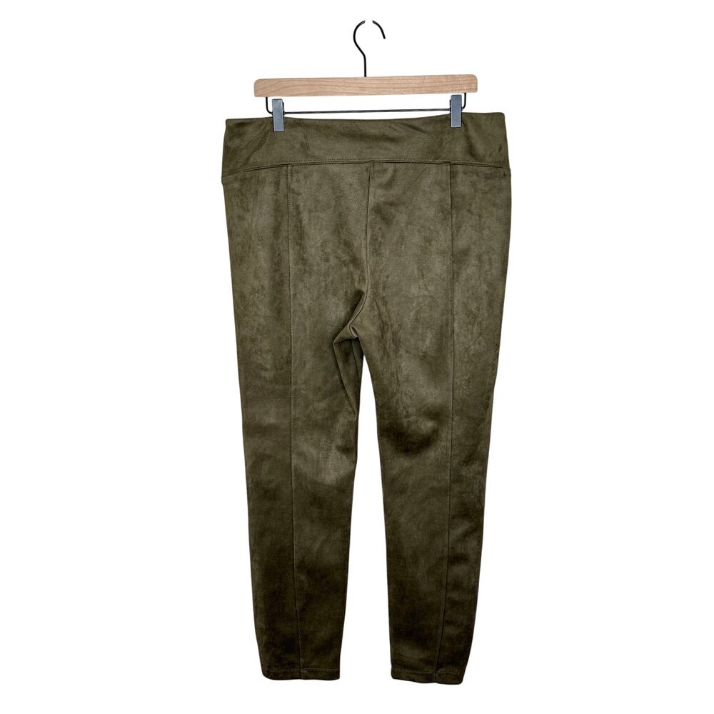 T Tahari NWT Forest Green Faux Leather Pants Straight Leg High Rise Party XL